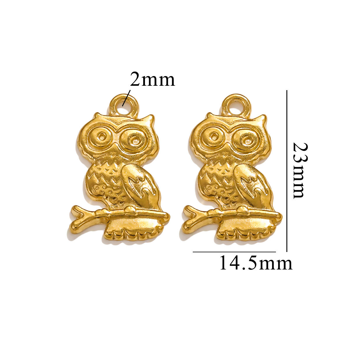 Gold color / 1 Piece Simple Cute Style Cartoon Owl Shape Stainless Steel  Gold Color Women's Pendant Picture18